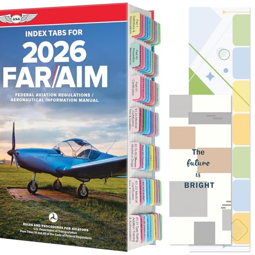 FAR/AIM 2026 Index-Tabs für Privatpilotten (ohne Buch), 80 Stück, farbcodierte und laminierte Register, mit Ausrichtungsanleitung und Lesezeichen, reißfest und wasserdicht von Weprota