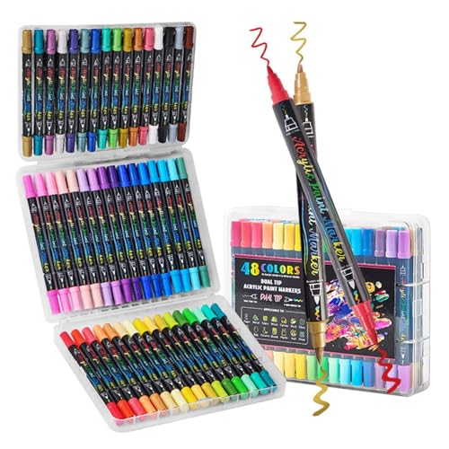 Weqizuerqi Malstifte Für Ausmalbücher - Marker | 48 Farben Malset Mit Fein- Und Pinselspitze Für Kunstprojekte Auf Holz, Und Stoff Weqizuerqi Malstifte Für Ausmalbücher - Marker | 48 Farben Malset Mit Fein- Und Pinselspitze Für Kunstprojekte Auf Holz, Und Stoff von Weqizuerqi