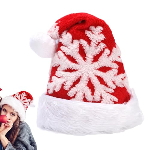 Weqizuerqi Schneeflocken-Plüsch-Weihnachtsmannmütze,Schneeflocken-Weihnachtsmütze - Unisex Schneeflocke Plüsch Weihnachtsmannmütze für Erwachsene - Plüsch-Weihnachtsmütze mit Komfortfutter für Männer, Weqizuerqi Schneeflocken-Plüsch-Weihnachtsmannmütze,Schneeflocken-Weihnachtsmütze - Unisex Schneeflocke Plüsch Weihnachtsmannmütze für Erwachsene - Plüsch-Weihnachtsmütze mit Komfortfutter für Männer, von Weqizuerqi