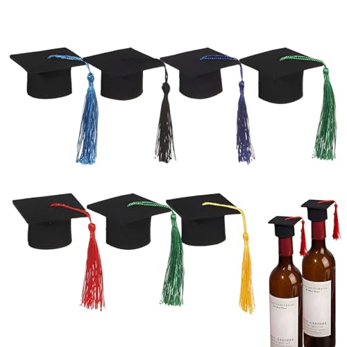 Weqizuerqi Set zur Dekoration von Hüten mit Farbverlauf, Dekoration für schwarze Skala, Cupcake-Topper mit 7-facher Graduierung mit Quasten | Foto-Requisiten, Miniaturhut für den von Weqizuerqi