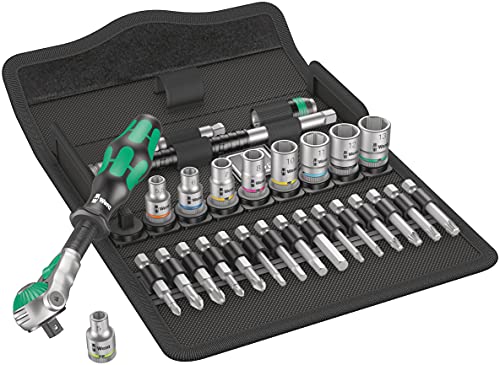 Wera Zyklop 8100 1/4 Zoll Steckschlüssel- und Bitsatz Vierkant verchromt 28-teilig 5 → 13mm von Wera