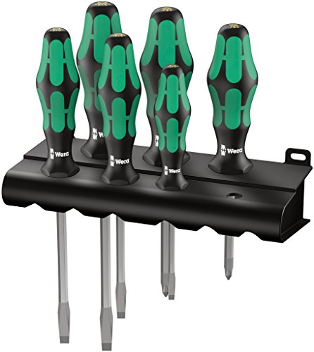 Wera 334/355 SK/6 Schraubendrehersatz Kraftform Plus Lasertip + Rack, 6-teilig, 05007681001 von Wera