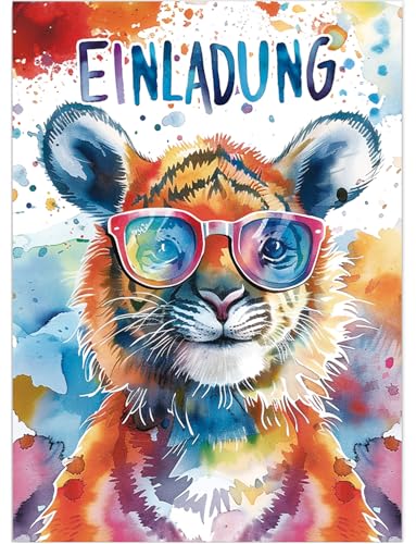 Werfunee - 12 Stück Einladungskarten Kindergeburtstag Mädchen Junge - 15 x 11cm Tiger Einladungskarten Geburtstag - Einladung Kindergeburtstag - Geburtstagseinladungen Mädchen Junge Werfunee - 12 Stück Einladungskarten Kindergeburtstag Mädchen Junge - 15 x 11cm Tiger Einladungskarten Geburtstag - Einladung Kindergeburtstag - Geburtstagseinladungen Mädchen Junge von Werfunee