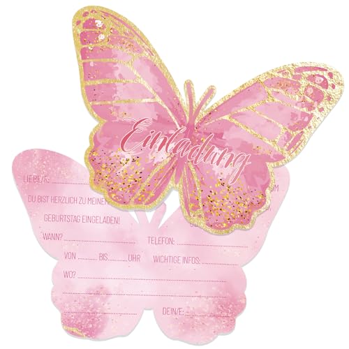 Werfunee - 12er Einladungskarten Kindergeburtstag Mädchen - 15 x 11 cm Schmetterlingen Einladungskarten Geburtstag - Einladung Kindergeburtstag Mädchen - Geburtstagseinladungen Mädchen Werfunee - 12er Einladungskarten Kindergeburtstag Mädchen - 15 x 11 cm Schmetterlingen Einladungskarten Geburtstag - Einladung Kindergeburtstag Mädchen - Geburtstagseinladungen Mädchen von Werfunee