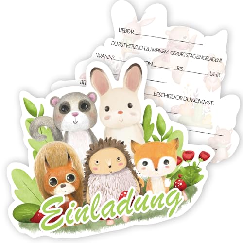 Werfunee - 12er Einladungskarten Kindergeburtstag Mädchen Junge - 16 x 13 cm Tiere Einladungskarten Geburtstag - Einladung Kindergeburtstag Mädchen Junge - Geburtstagseinladungen Mädchen Junge Werfunee - 12er Einladungskarten Kindergeburtstag Mädchen Junge - 16 x 13 cm Tiere Einladungskarten Geburtstag - Einladung Kindergeburtstag Mädchen Junge - Geburtstagseinladungen Mädchen Junge von Werfunee