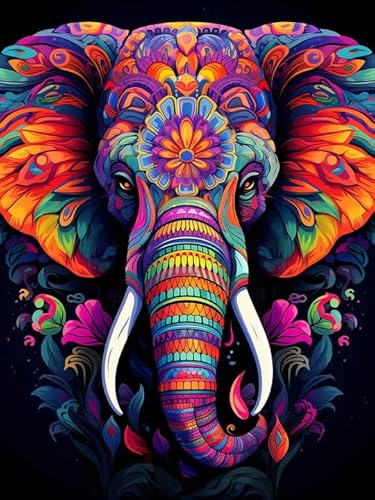 Wergund Diamond Painting Elefant, Diamant Painting Bilder Tier, DIY Cross Stickerei Malerei Kits,Wohnzimmer Schlafzimmer Büro Wand Und Eingang Dekoration（30x40cm）-5 von Wergund