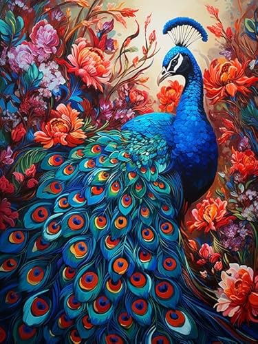 Wergund Diamond Painting Pfau, Diamant Painting Bilder Vogel, DIY Cross Stickerei Malerei Kits,Wohnzimmer Schlafzimmer Büro Wand Und Eingang Dekoration（30x40cm）-67 von Wergund