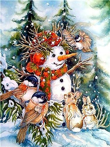 Wergund Diamond Painting Weihnachtsschneemann, Diamant Painting Bilder Weihnachten, DIY Cross Stickerei Malerei Kits,Wohnzimmer Schlafzimmer Büro Wand Und Eingang Dekoration（30x40cm）-105 von Wergund