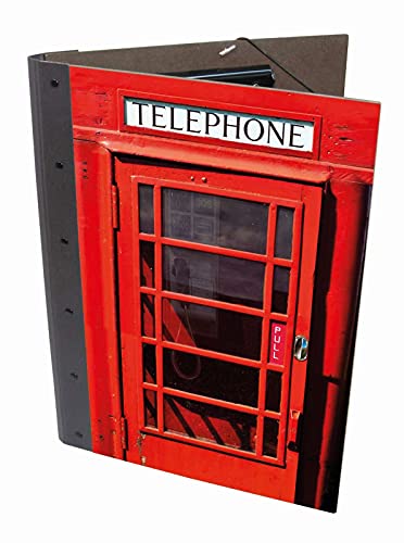 Werkhaus PM 8221 Sammelmappe Telefonzelle London Rot ca. 25 x 32 x 1,7 cm Klemmmappe Klemmbrett Zeichenmappe von Werkhaus