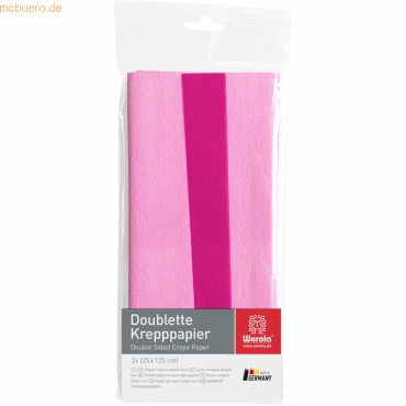 10 x Werola Krepppapier Doublette 90g/qm 125x25cm cerise-primel von Werola