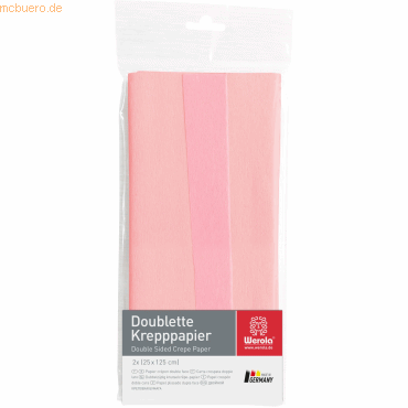 10 x Werola Krepppapier Doublette 90g/qm 125x25cm hellrosa-pink von Werola