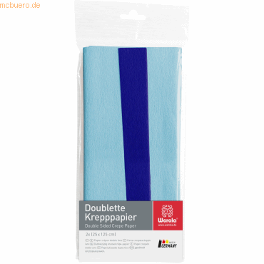 10 x Werola Krepppapier Doublette 90g/qm 125x25cm lichtblau-blau von Werola