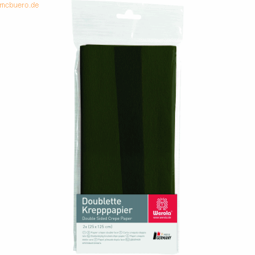 10 x Werola Krepppapier Doublette 90g/qm 125x25cm mitteloliv-oliv von Werola