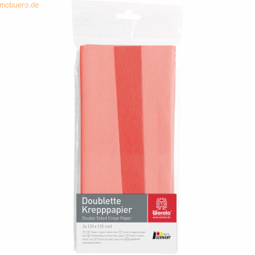 10 x Werola Krepppapier Doublette 90g/qm 125x25cm rosa-hellerdbeer von Werola