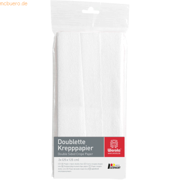 10 x Werola Krepppapier Doublette 90g/qm 125x25cm weiß von Werola