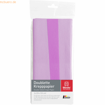 10 x Werola Krepppapier Doublette 90g/qm 125x25cm weißlila-lila von Werola