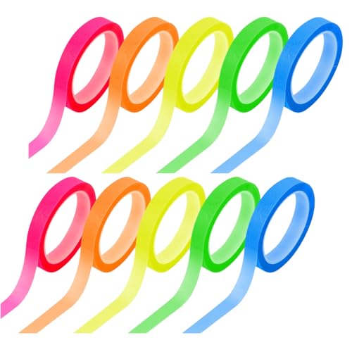 10 Rollen Highlight Strips Haftnotizen Farbiges Transparentes Klebeband Haftnotizen Ablösbare Fluoreszierende Etiketten Zum Lesen Unterrichtsnotizen Geeignet Für Schüler Und Lehrer (0,6 cm X 5 m) von Werownsgso