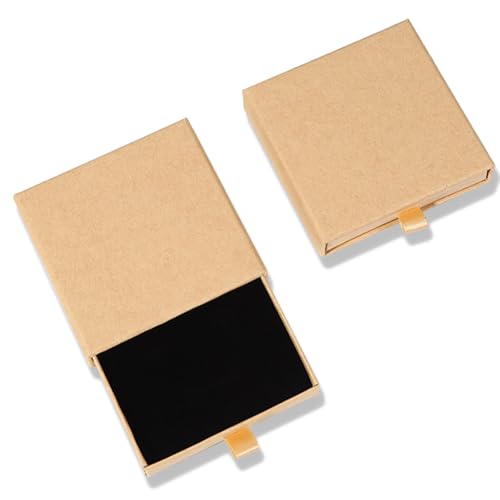 Werownsgso 1 Stück Schmuck Geschenkbox Kleine Schmuckschatulle Papier-Schmuck-Display Geschenkschachtel für Armbänder, Ohrringe, Halskette, Ring (Khaki) von Werownsgso