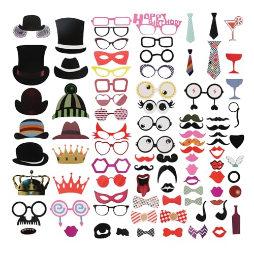 Werownsgso Pack von 89 Fotobox Requisiten, lustige Fotobox Zubehör, Fotokabine Requisiten, lustige Requisiten für Geburtstagsparty Dekorationen, Hochzeit, Weihnachtsfeier, Karneval Werownsgso Pack von 89 Fotobox Requisiten, lustige Fotobox Zubehör, Fotokabine Requisiten, lustige Requisiten für Geburtstagsparty Dekorationen, Hochzeit, Weihnachtsfeier, Karneval von Werownsgso