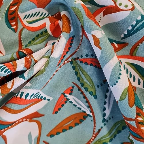 Stoff Meterware Viskose 0,5 m Guadeloupe Blätter Blüten celadon terrakotta weiß Kleiderstoff Blusenstoff Kleid Rock Stoff Meterware Viskose 0,5 m Guadeloupe Blätter Blüten celadon terrakotta weiß Kleiderstoff Blusenstoff Kleid Rock von Werthers Stoffe