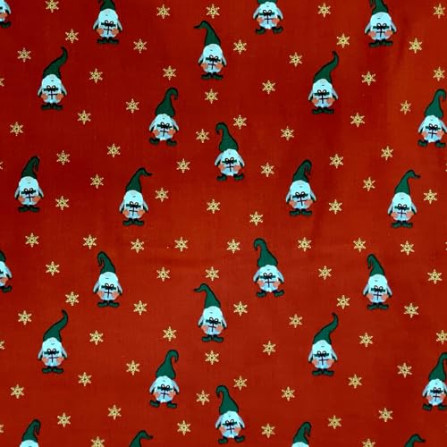 Stoff Meterware Weihnachten 0,5 m Sma Tomtar rot Wichtel Weihnachtsstoff nachhaltiges Geschenkpapier Dekostoff Adventskalender von Werthers Stoffe