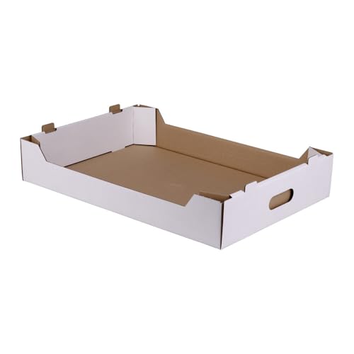 10x Flachsteige, Steckteige, kaschierte Wellpappe, Weiß, 7 kg, 56,2x38,8x10 cm von Wertpack