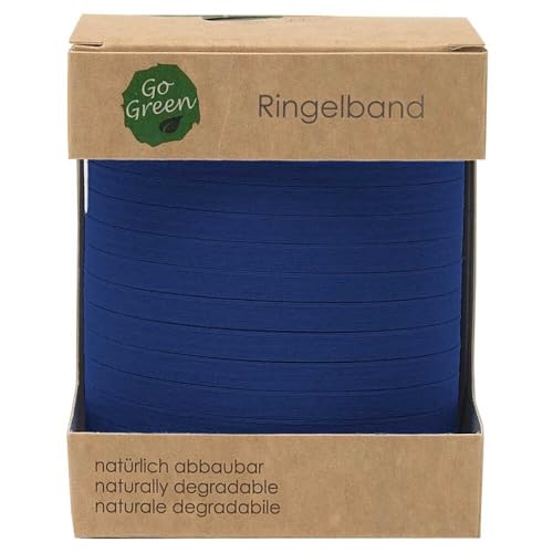 Baumwoll Ringelband Geschenkband dunkelblau 10 mm x 100 m, 1 Rolle(n) von Wertpack