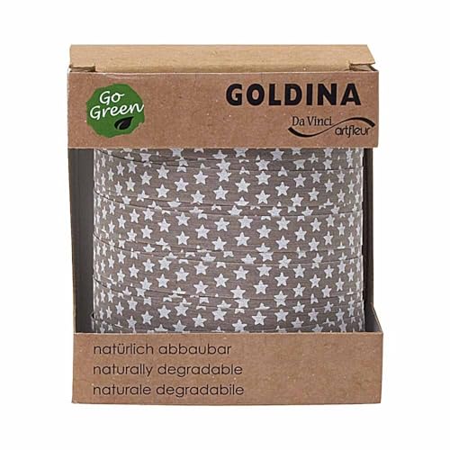 Baumwoll Ringelband Geschenkband grau/Sterne in weiß 10 mm x 100 m, 1 Rolle(n) von Wertpack