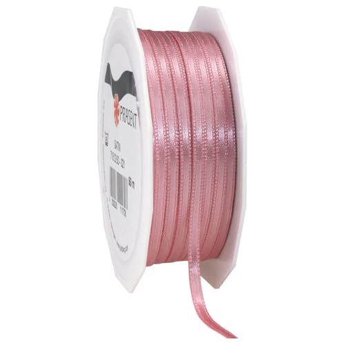 Doppelsatinband, Webkante, Geschenkband, Dekoband, Rosé, 3 mm x 50 m, 1 Rolle(n) von Wertpack