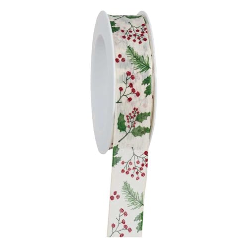 Geschenkband natur Zweige/Beeren 25 mm x 18 m, 1 Rolle(n) von Wertpack