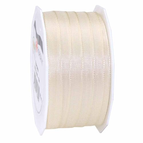 Taftband seidenmatt, Webkante, Dekoband, Geschenkband, Creme, 10 mm x 50 m, 1 Rolle(n) von Wertpack