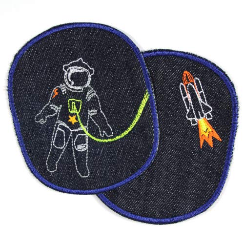 2 Hosenflicken Astronaut XL Flicken 12 x 10cm Space Shuttle organic Jeans Knieflicken zum aufbügeln Weltraum Raumschiff/Raumfahrer Aufbügler 2 Hosenflicken Astronaut XL Flicken 12 x 10cm Space Shuttle organic Jeans Knieflicken zum aufbügeln Weltraum Raumschiff/Raumfahrer Aufbügler von Wertstueck Flickli