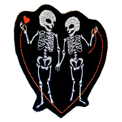 Bügelbild Skelette"Ewige Liebe" Aufbügler Skelett Patch 12 x 9,5cm Aufnäher für Erwachsene Flicken zum aufbügeln Hochzeit Liebe skuril Bügelbild Skelette"Ewige Liebe" Aufbügler Skelett Patch 12 x 9,5cm Aufnäher für Erwachsene Flicken zum aufbügeln Hochzeit Liebe skuril von Wertstueck Flickli