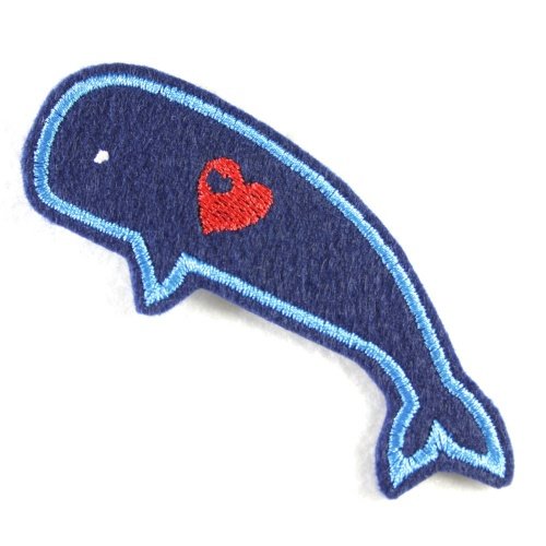 Bügelbild klein Wal mini Flicken 4,7 x 9,4cm Aufbügler Bügelflicken blau Walfisch patch Fisch Flicken zum aufbügeln von Wertstueck Flickli
