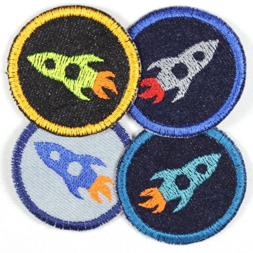 Bügelbilder Raketen 4 Flicken zum aufbügeln ø 5cm Aufbügler kleine Bügelflicken aus Jeans rund mit Raumschiff für Kinder Hosenflicken geeignet als Knieflicken für Jungen flickli Bügelbilder Raketen 4 Flicken zum aufbügeln ø 5cm Aufbügler kleine Bügelflicken aus Jeans rund mit Raumschiff für Kinder Hosenflicken geeignet als Knieflicken für Jungen flickli von Wertstueck Flickli