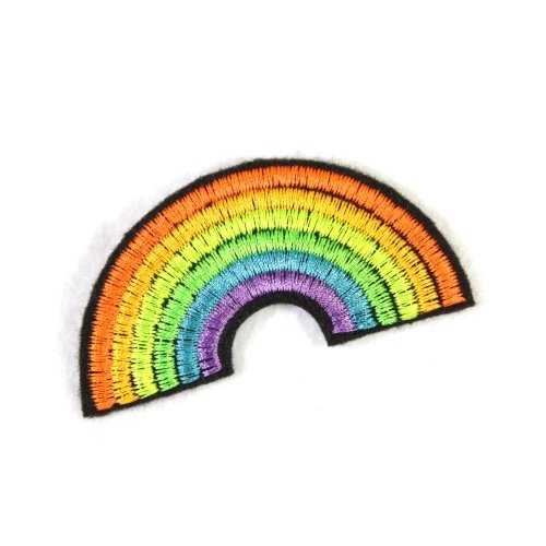 Bügelflicken Regenbogen klein 3,8 x 7,4 cm neon Bügelbild Aufbügler Flicken zum aufbügeln für Kinder und Erwachsene von Wertstueck Flickli