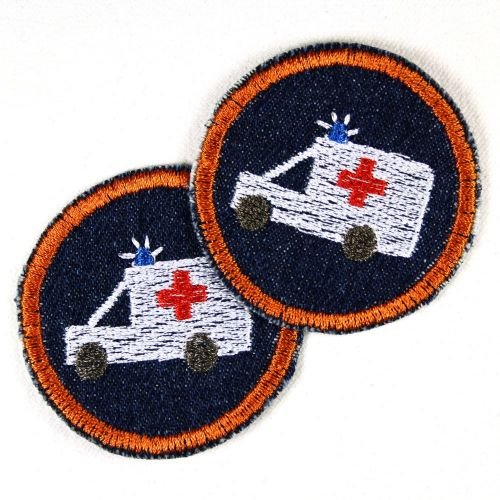 Bügelflicken rund Krankenwagen Bio Jeans Aufbügler blau ø 5cm 2 Bügelbilder für Kinder, Erwachsene Flicken zum aufbügeln Hosenflicken, Knieflicken flickli Bügelflicken rund Krankenwagen Bio Jeans Aufbügler blau ø 5cm 2 Bügelbilder für Kinder, Erwachsene Flicken zum aufbügeln Hosenflicken, Knieflicken flickli von Wertstueck Flickli