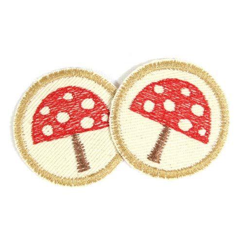 Flicken zum aufbügeln Fliegenpilz 2 Hosenflicken Pilze klein rund ø 5cm Patches Bügelflicken rot Flicken zum aufbügeln Fliegenpilz 2 Hosenflicken Pilze klein rund ø 5cm Patches Bügelflicken rot von Wertstueck Flickli
