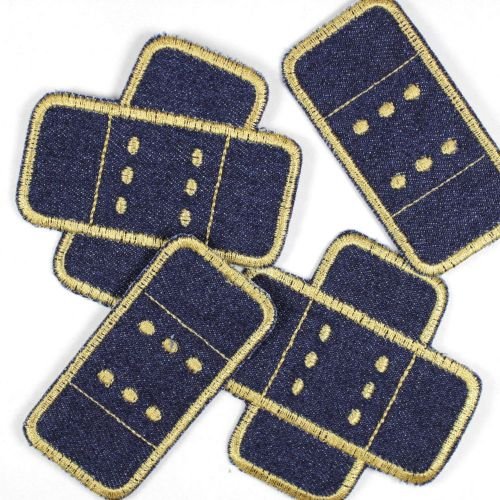 Flicken zum aufbügeln Pflaster Set 4 patches Buegelflicken Jeans dunkelblau gold Aufbuegler Knieflicken Hosenflicken Flicken zum aufbügeln Pflaster Set 4 patches Buegelflicken Jeans dunkelblau gold Aufbuegler Knieflicken Hosenflicken von Wertstueck Flickli