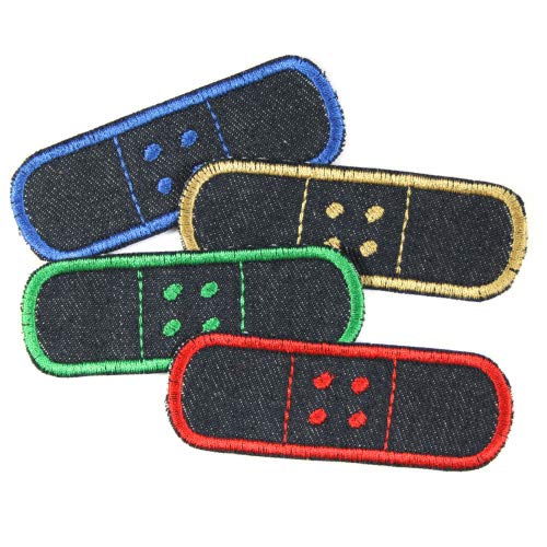 Flickli Pflaster Bügelflicken Jeans 3 x 8,3cm Set 4 coole Bügelbilder zum aufbügeln von Wertstueck Flickli