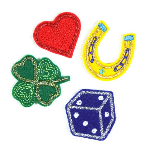 Glitzer 4 Bügelflicken metallic Herz Hufeisen Klee Würfel Glück Set Metallic Patches Aufbügler Flicken zum aufbügeln Bügelbilder für Erwachsene Glitzer 4 Bügelflicken metallic Herz Hufeisen Klee Würfel Glück Set Metallic Patches Aufbügler Flicken zum aufbügeln Bügelbilder für Erwachsene von Wertstueck Flickli