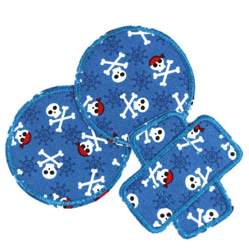 Hosenflicken Piraten Set 3 Flicken zum Aufbügeln als Knieflicken blau skull Aufbügler rund 2 ø 8cm und 1 Pflaster 8,3 x 8cm Patch Hosenflicken Piraten Set 3 Flicken zum Aufbügeln als Knieflicken blau skull Aufbügler rund 2 ø 8cm und 1 Pflaster 8,3 x 8cm Patch von Wertstueck Flickli