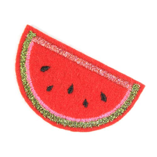 Melonen Patch metallic mini Flicken Bügelbild glitzer Melone 3,5 x 6,3 cm Aufnäher zum Aufbügeln in fruchtig frischen Farben Flicken zum aufbügeln klein von Wertstueck Flickli