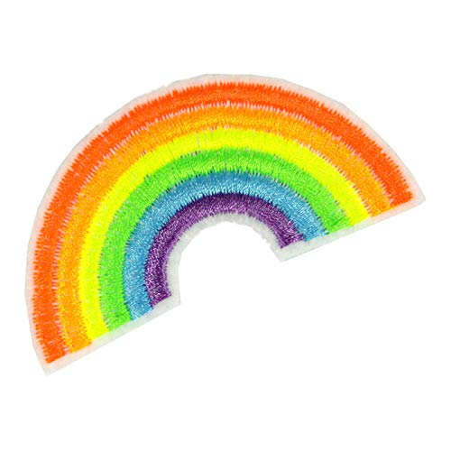 Regenbogen neon Flicken kleines Bügelbild 3,8 x 7,4 cm von Wertstueck Flickli