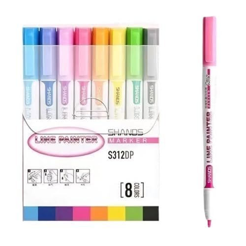 Konturmarker-Set mit doppelter Linie, 6 Farben, Doppelspitzen-Stifte für Notizen, Skizzieren und kreatives Journaling, perfekt für Studenten, Künstler und Bullet Journal-Enthusiasten von Werwing