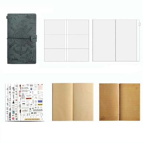 Vintage-Lederplaner-Set, A6, Kraftpapier, Notizbuch mit PVC-Kartentasche und Reißverschlusstasche, nachfüllbares Tagebuch für kreatives Journaling, Tagesplanung und Erinnerungshaltung Vintage-Lederplaner-Set, A6, Kraftpapier, Notizbuch mit PVC-Kartentasche und Reißverschlusstasche, nachfüllbares Tagebuch für kreatives Journaling, Tagesplanung und Erinnerungshaltung von Werwing