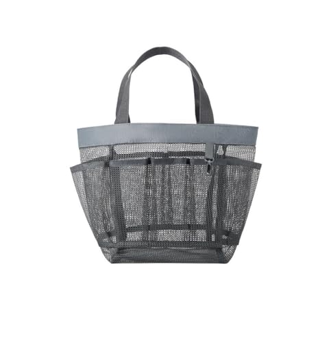 Werwing Dusch-Caddy aus Netzstoff, faltbar, Reise-Kulturbeutel mit Netztaschen für Fitnessstudio, Strand und Badezimmer (16 x 19 x 23 cm), Grau von Werwing