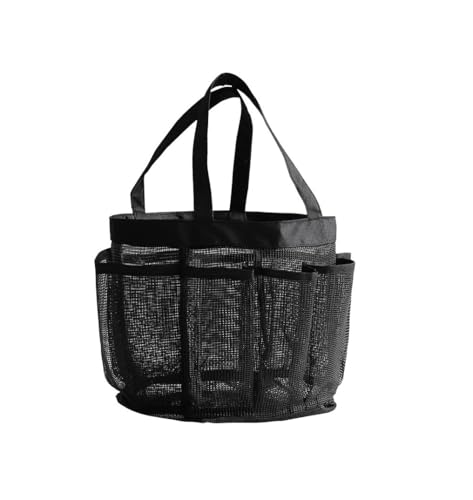 Werwing Dusch-Caddy aus Netzstoff, faltbar, Reise-Kulturbeutel mit Netztaschen für Fitnessstudio, Strand und Badezimmer (16 x 19 x 23 cm), Schwarz von Werwing