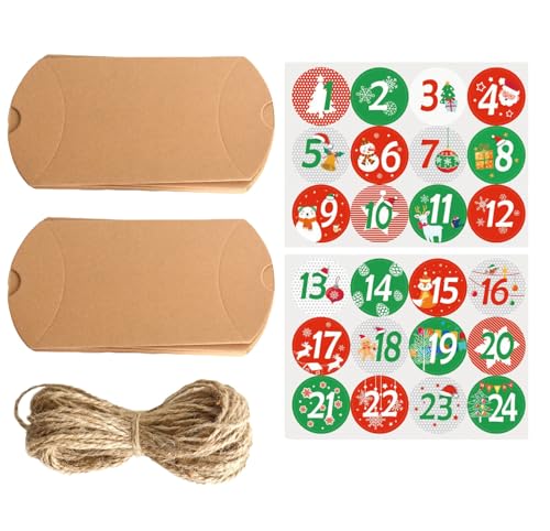 Werwing 【Vintage Weihnachten Adventskalender】Nummerierte 24-Tage-festliche Süßigkeitenbox für Feiertags-Countdown-Dekor & Geschenke von Werwing