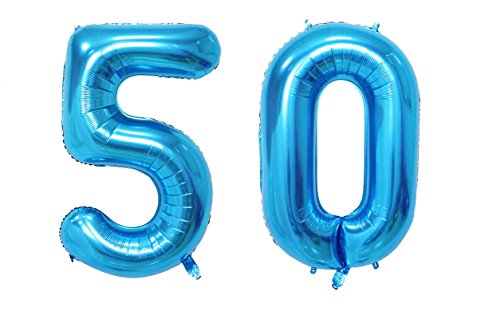 40cm Blau Folienballon Zahl 50 von Weser